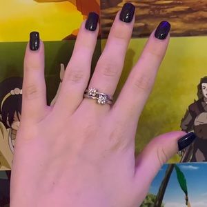 silver flower diamond ring